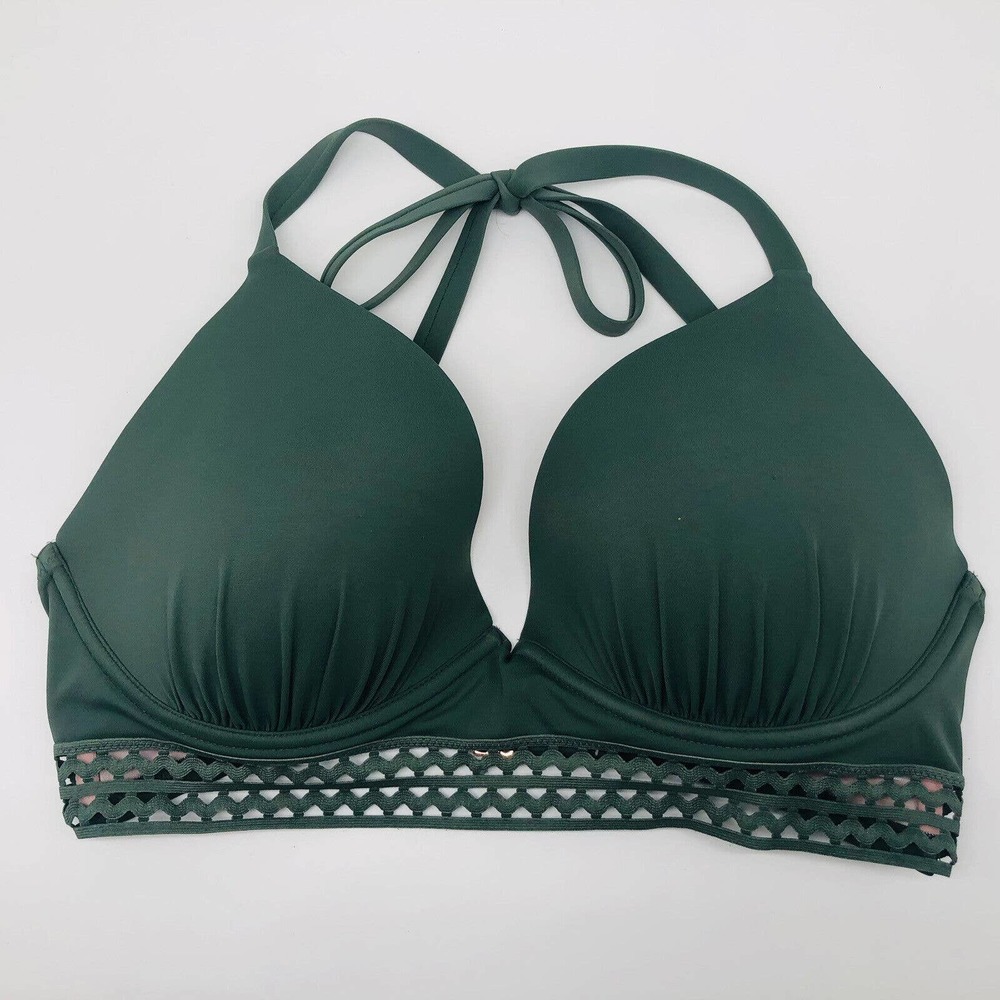 Shade & Shore Bikini Top 38D Green Underwire Padded Bra Beach Cover Up Fit B1 - Picture 10 of 10